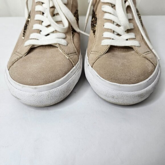 Madewell Sidewal Low-Top Sneaker Beige Suede Leather With Glitter Accent Size 8 - Picture 6 of 10